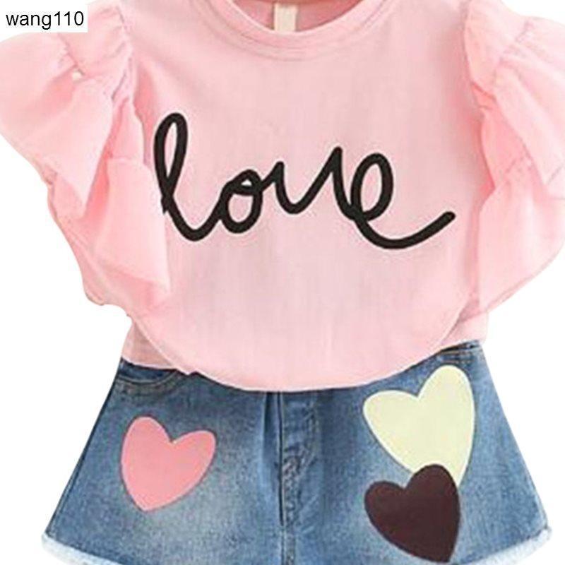 Summer Kids Girls Clothing Sets 2 pcs T-shirt Hole