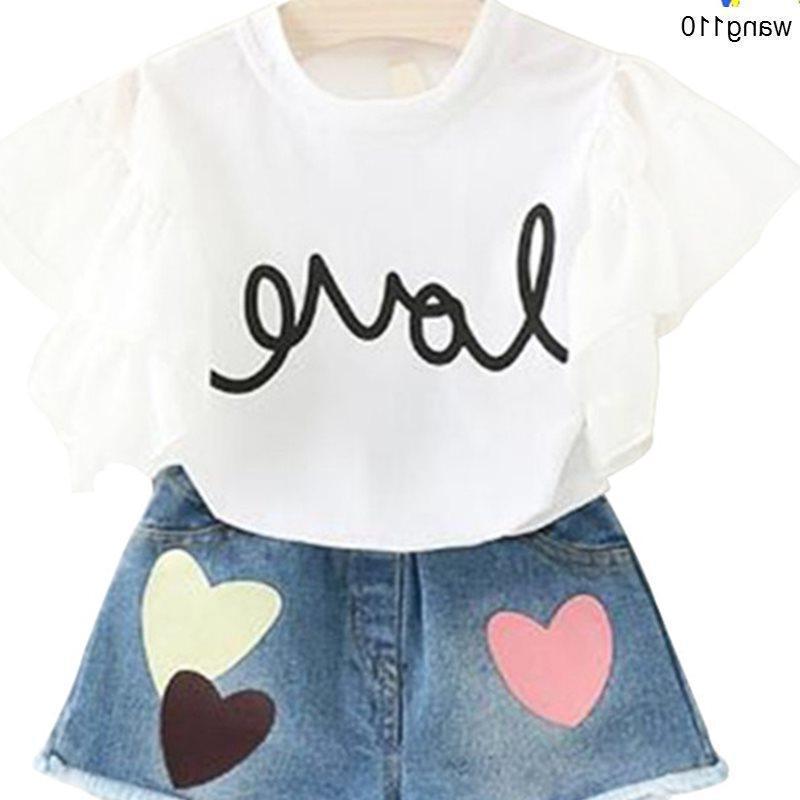 Summer Kids Girls Clothing Sets 2 pcs T-shirt Hole