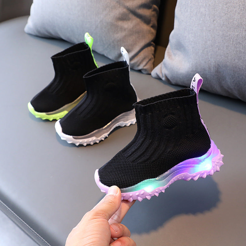 Flying Knit Sports Boys And Girls Light Up Shoes