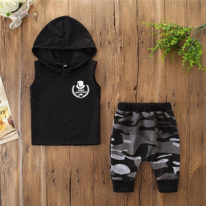 2PCS Toddler Kids Baby Boy Sleeveless Hooded