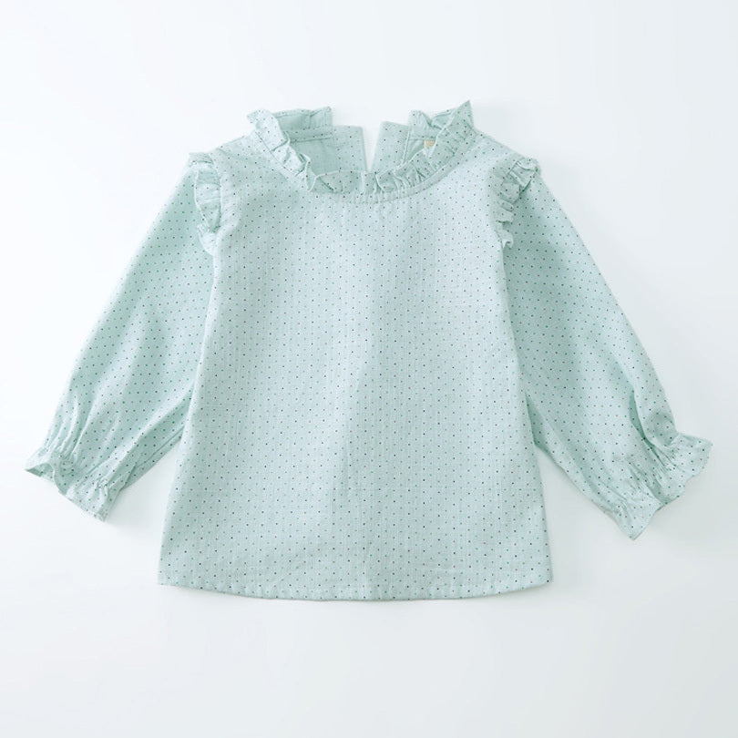 Girls' lace linen shirt