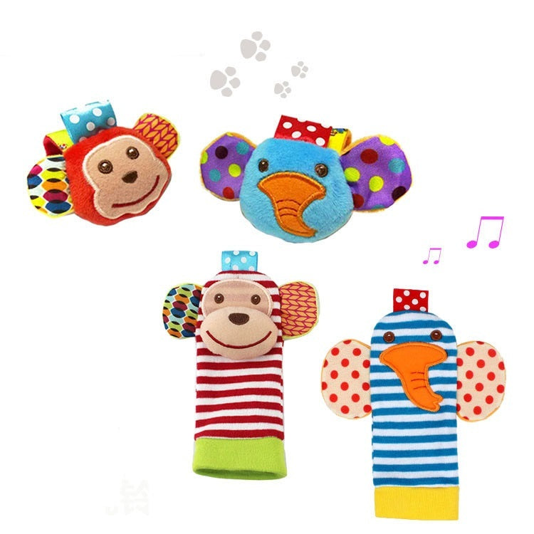 Baby Cartoon Animal Wrist Bell With Ringing Paper Rattle Socks Toy