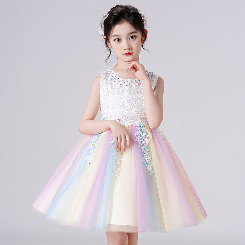 Boy's Formal Dress Fashionable Vest Princess Dress Girl Catwalk Show Clothing