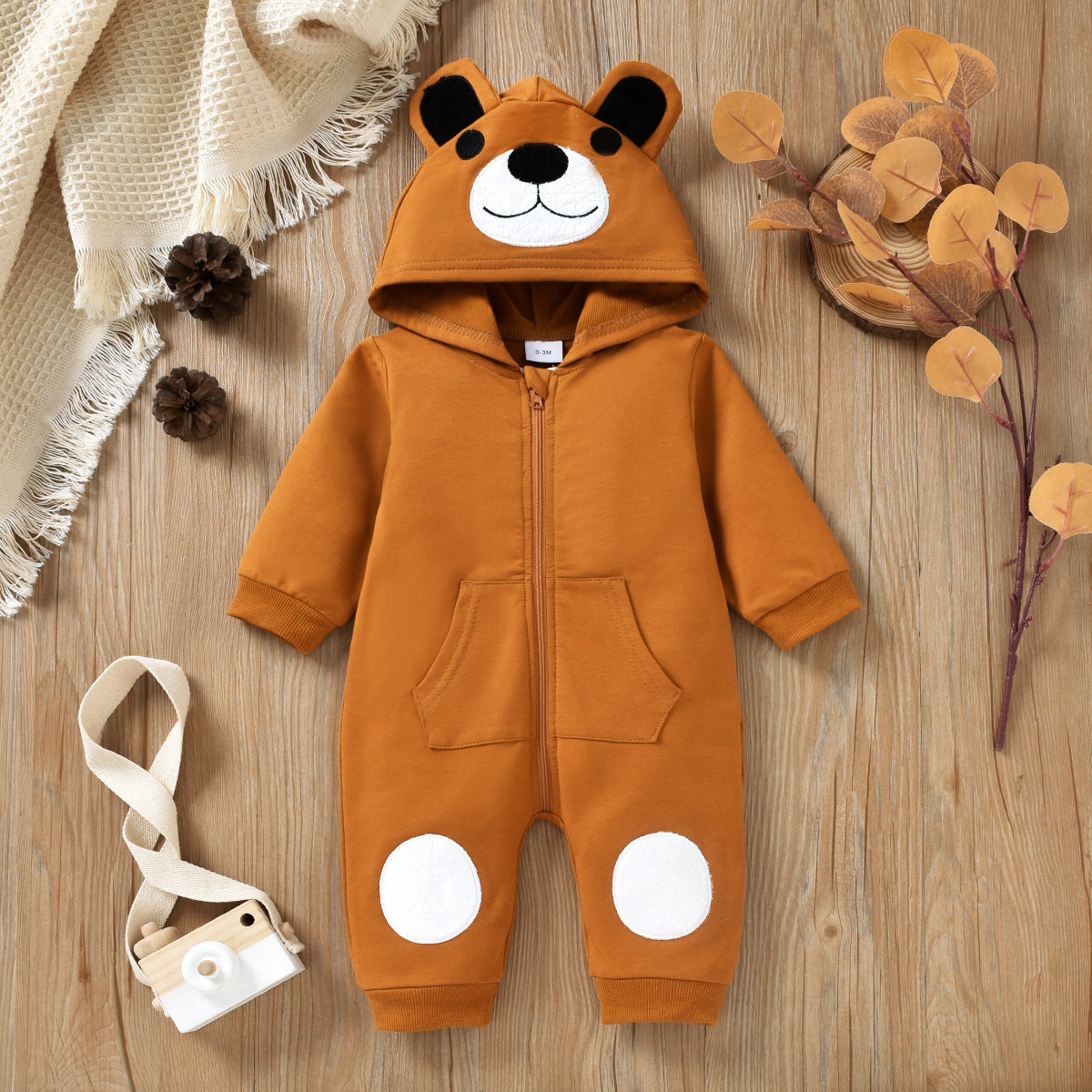 Baby Girls Bear Head Hooded