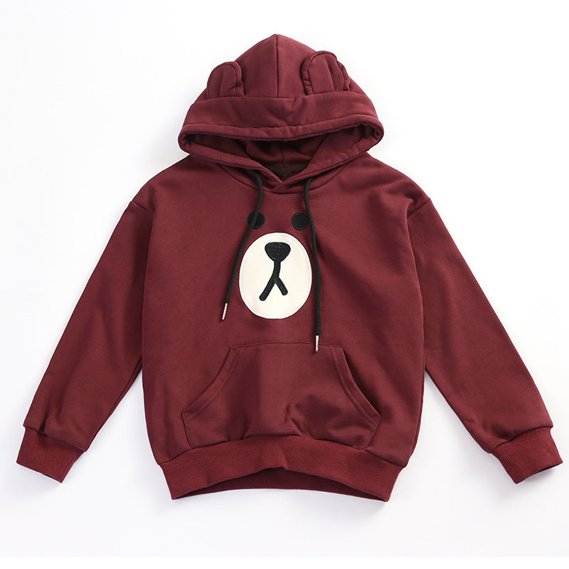 Parent-Child Outfit For A Family Of Three Velvet Padded Hooded Sweatshirt